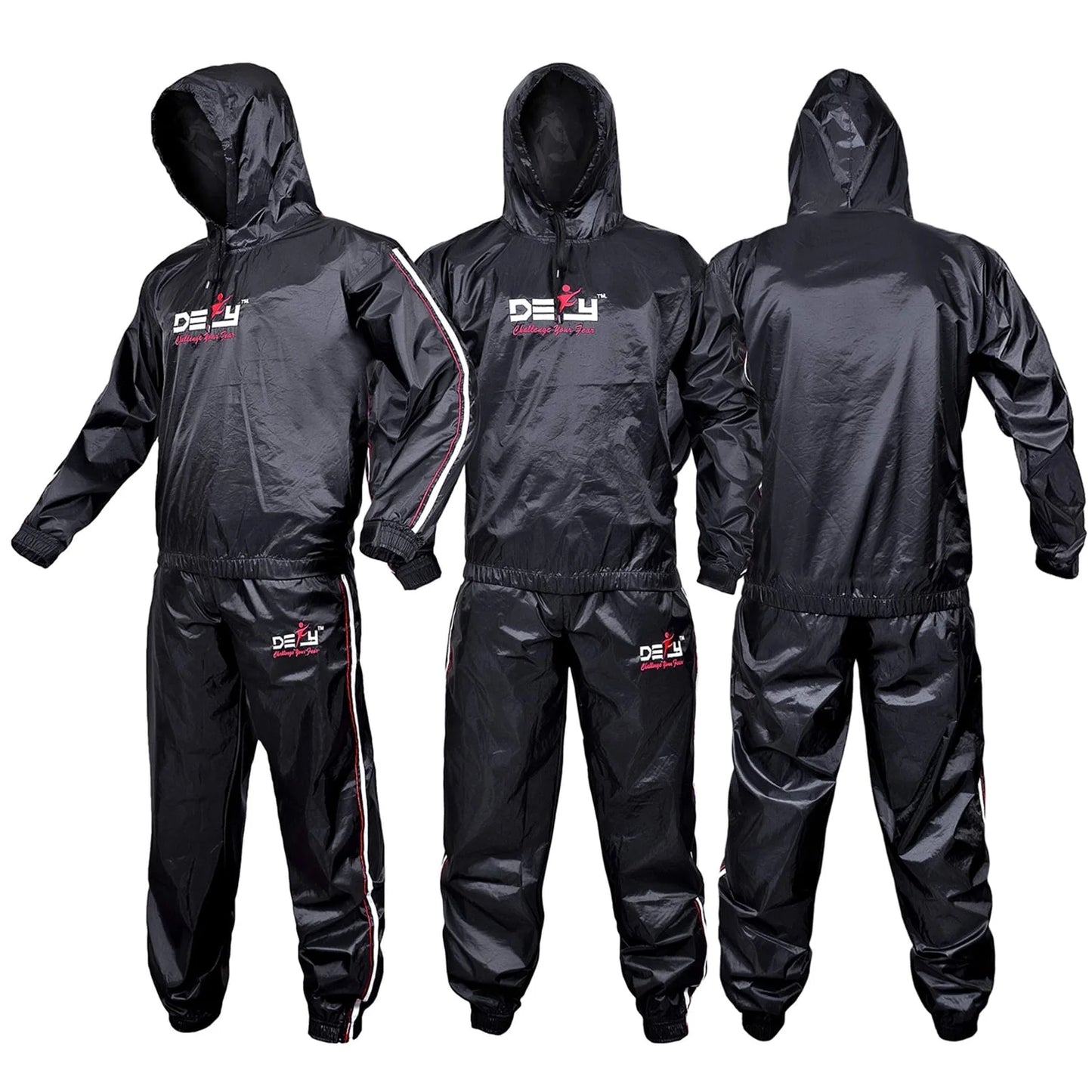 DEFY Heavy Duty Hooded Sauna Sweat Suit for Weight Loss, Intense Workouts & Exercise, Black, 8XL