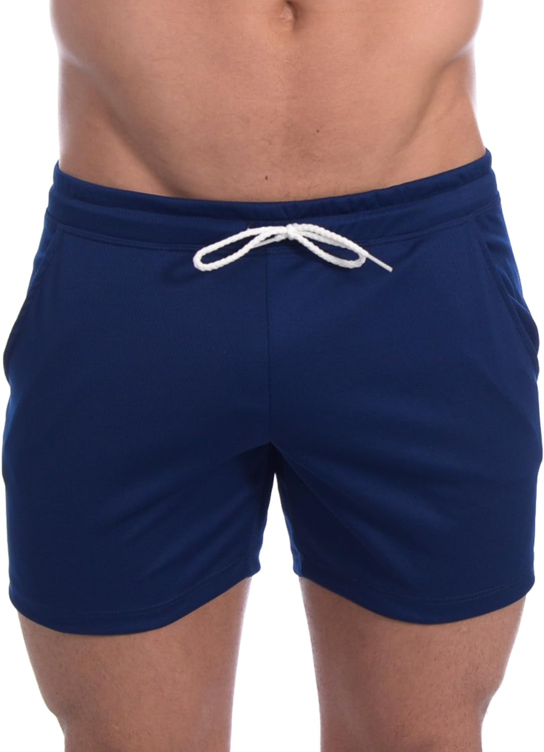 Men'S Rice Mesh Solid Bodybuilding Gym Running Workout Shorts
