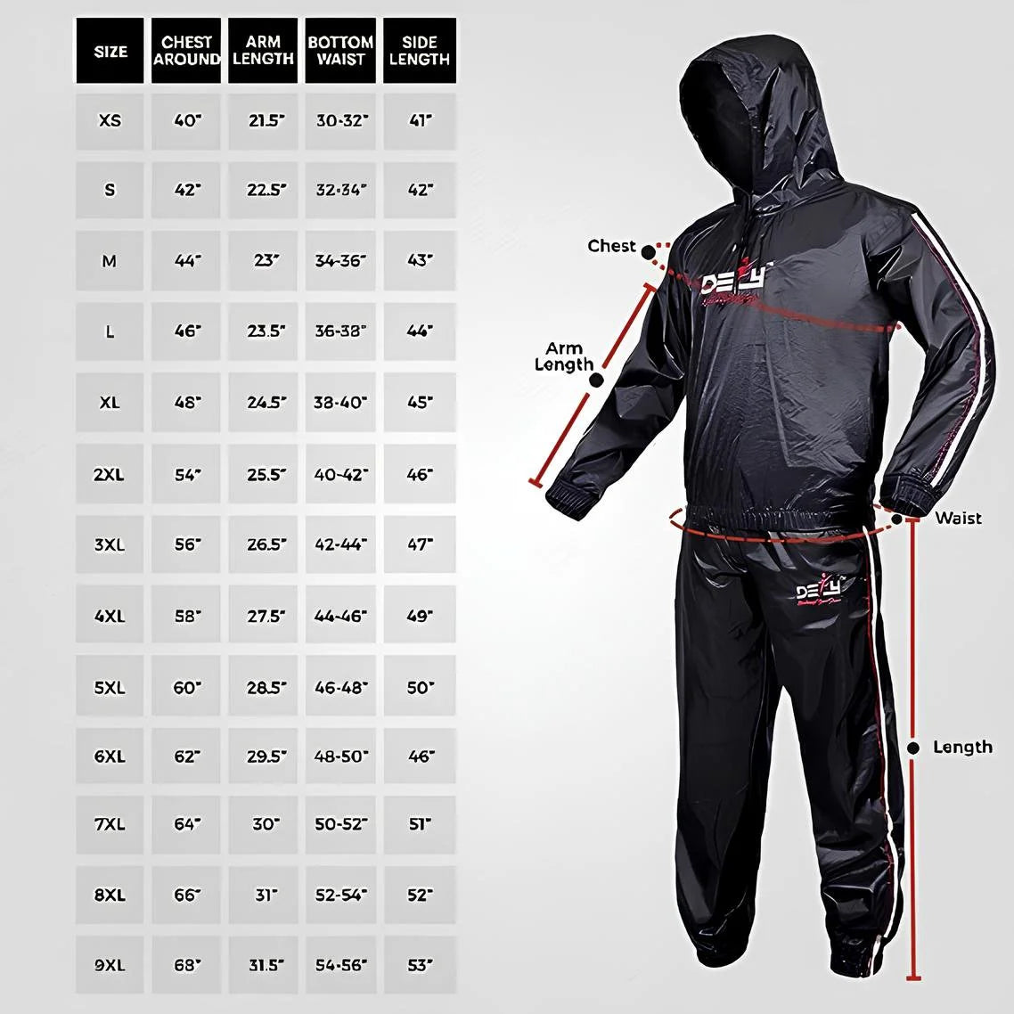DEFY Heavy Duty Hooded Sauna Sweat Suit for Weight Loss, Intense Workouts & Exercise, Black, 8XL