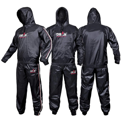 DEFY Heavy Duty Hooded Sauna Sweat Suit for Weight Loss, Intense Workouts & Exercise, Black, 8XL