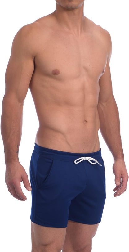 Men'S Rice Mesh Solid Bodybuilding Gym Running Workout Shorts
