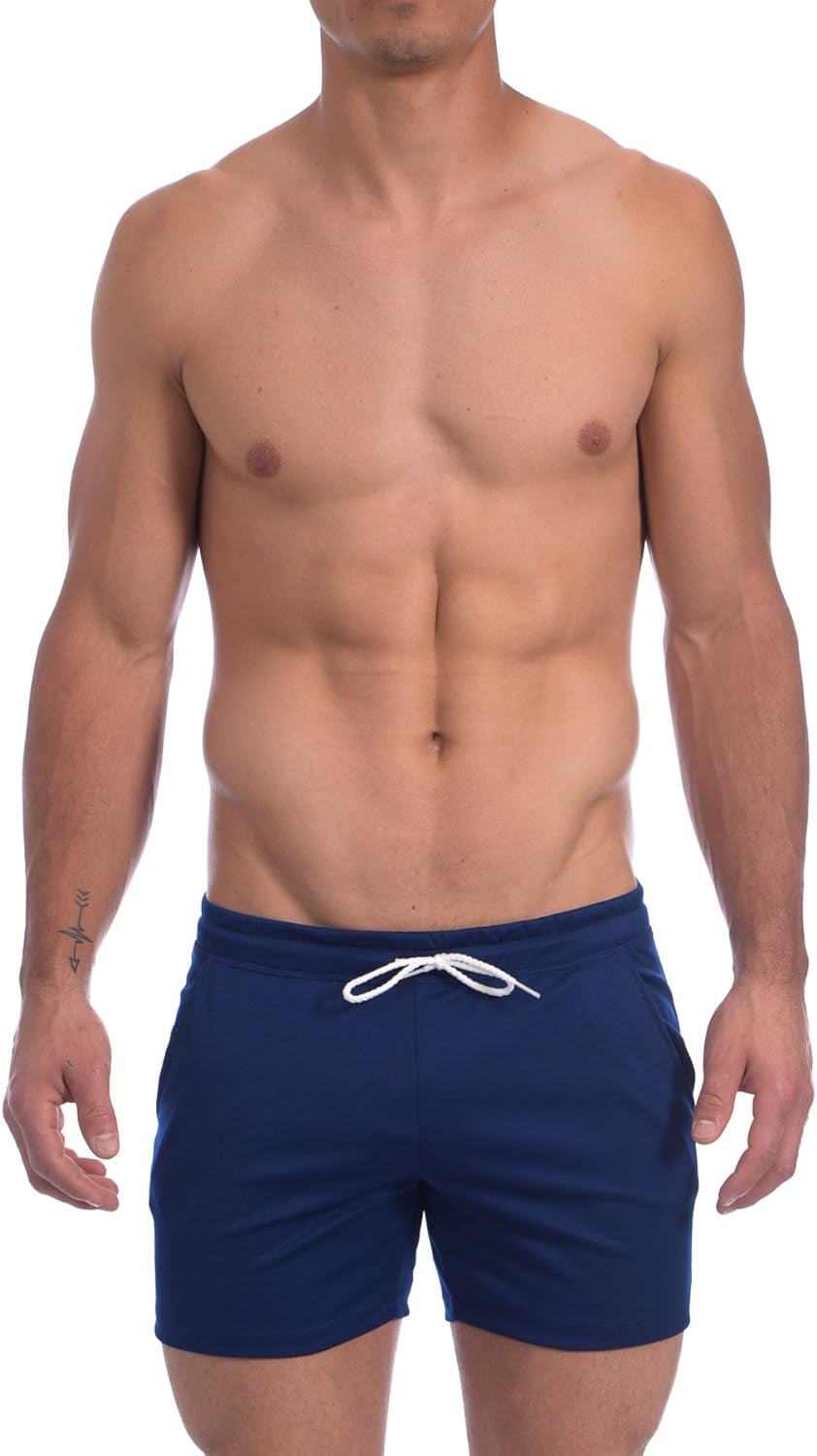 Men'S Rice Mesh Solid Bodybuilding Gym Running Workout Shorts