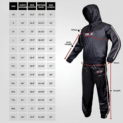 DEFY Heavy Duty Hooded Sauna Sweat Suit for Weight Loss, Intense Workouts & Exercise, Black, 8XL