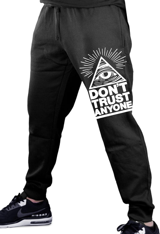 Don'T Trust Anyone Men'S Black Fleece Gym Jogger Sweatpants